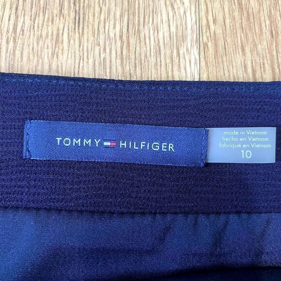 Tommy Hilfiger Textured Ruffle Hem Skirt Navy 10 - Picture 3 of 8